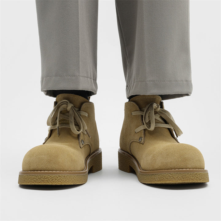 Herren-Derbyschuhe, Wildleder, Plateau, Schnürstiefel