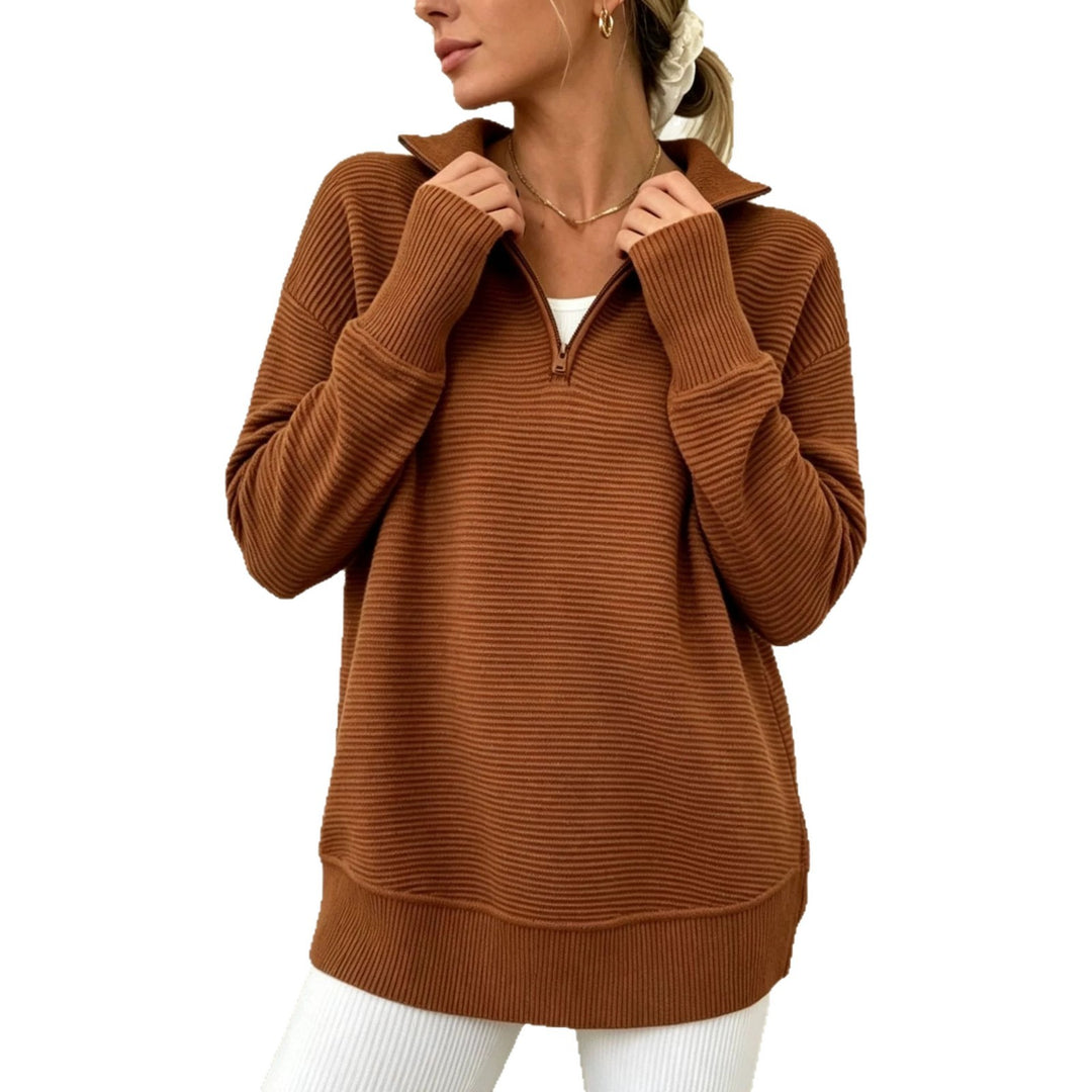 Damen-Strickpullover mit Reißverschluss
