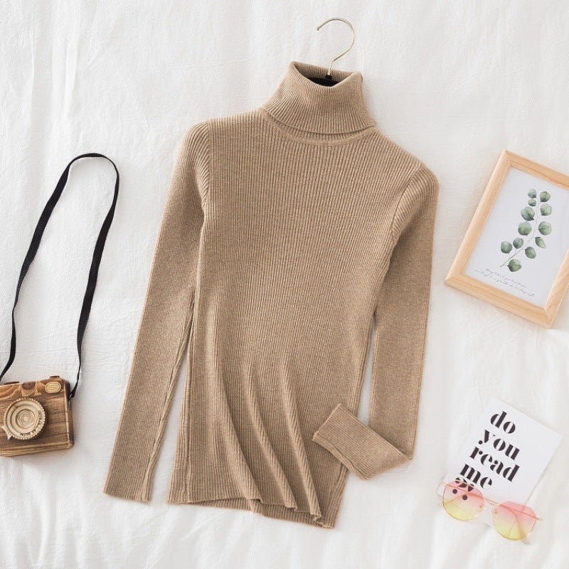 Damen-Strickpullover, hochgeschlossen, schmal geschnitten