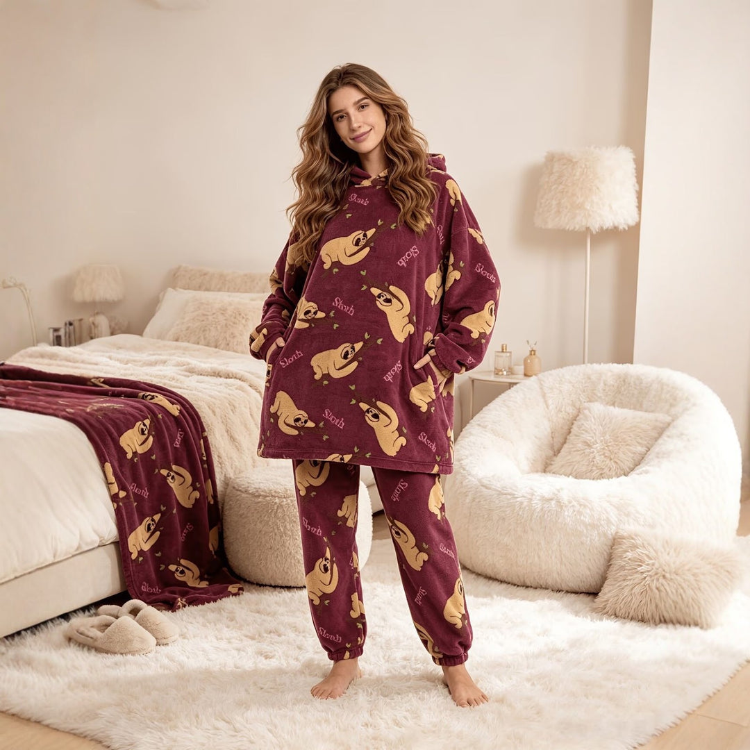 Damen-Pyjama-Set, gefüttert, warm und gemütlich