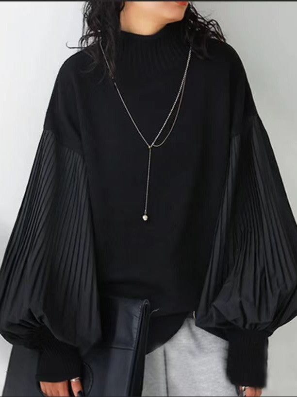 Lässiger Pullover mit Ballonärmeln und Falten-Details