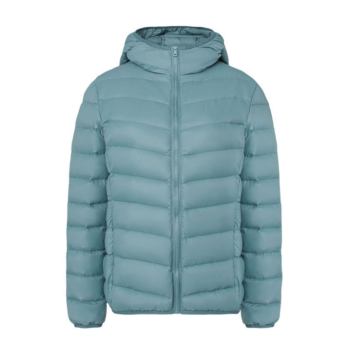 Leichte Damen-Daunenjacke mit Kapuze, wasserabweisend