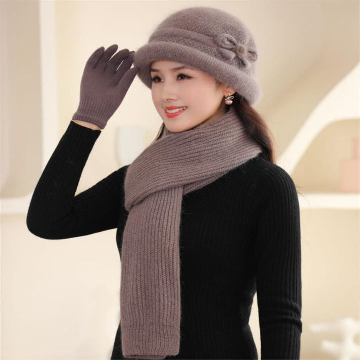 Strickmütze mit Schal und Handschuhen, Damen, Winter