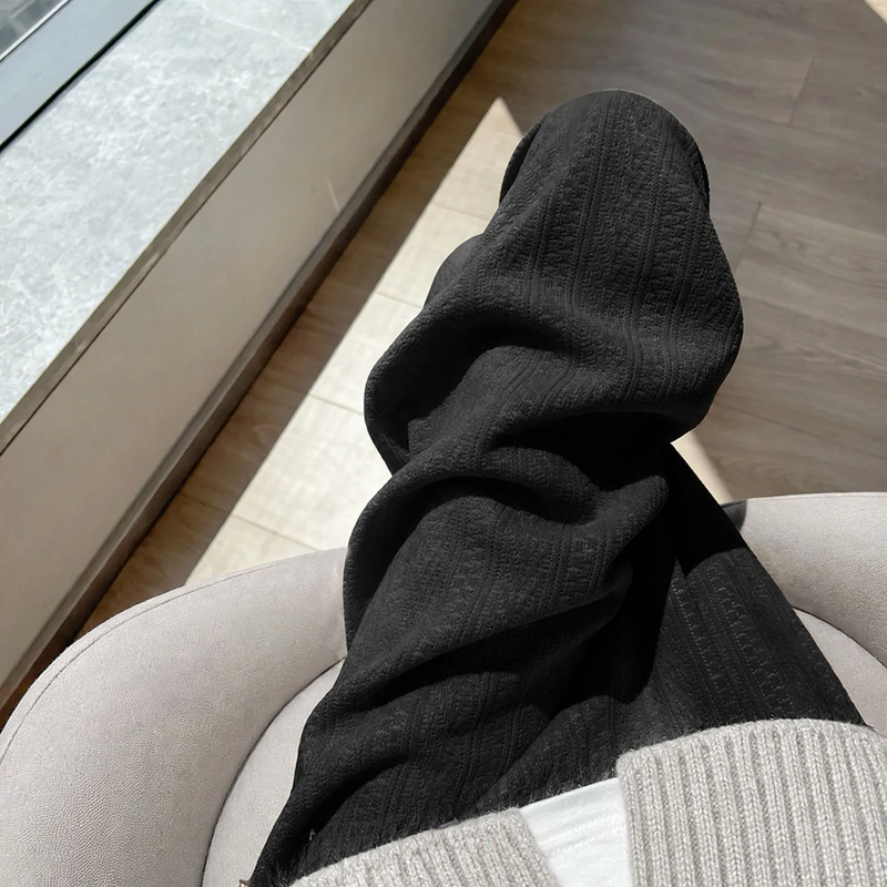 Gefütterte Chenille-Weithose für Damen, gerade geschnitten
