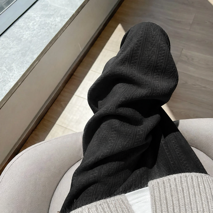 Gefütterte Chenille-Weithose für Damen, gerade geschnitten