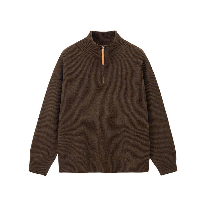 Herren-Strickpullover mit halbem Reißverschluss