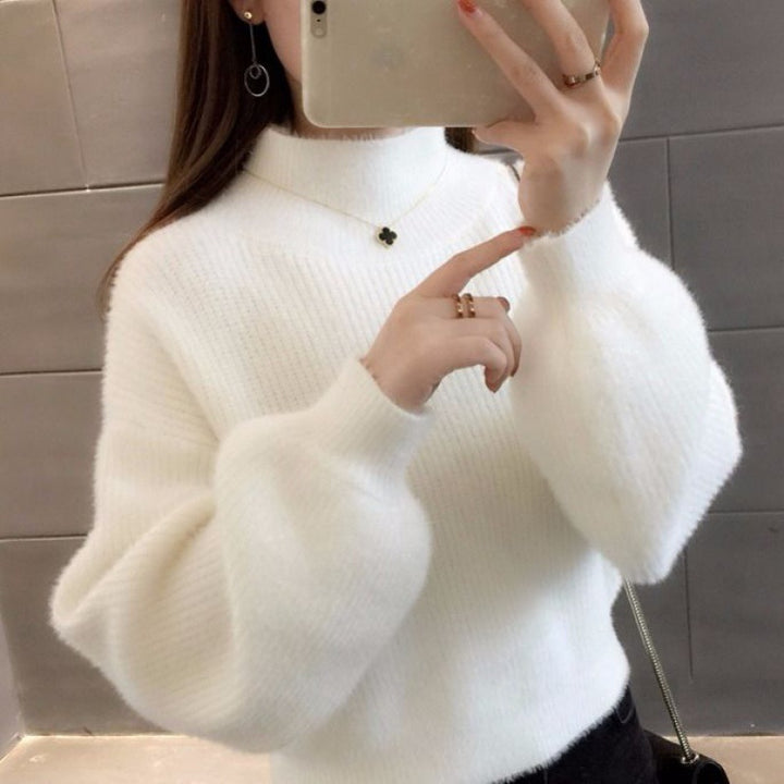 Damen-Pullover, Kurz, Laternenärmel, Strick