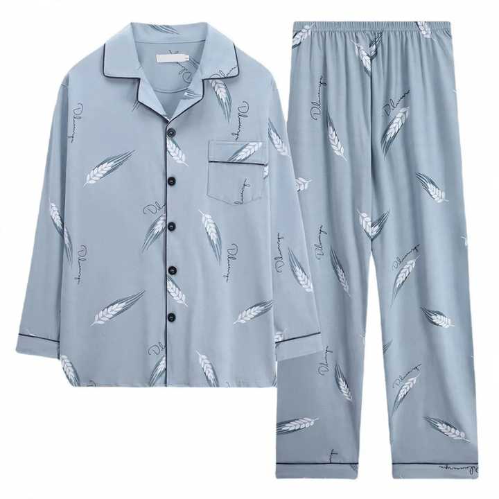 Herren-Pyjama aus 100% Baumwolle, langärmelig