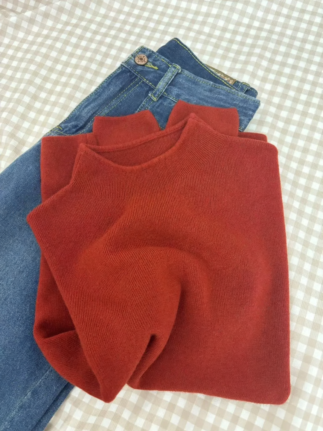 Damen-Strickpullover mit Stehkragen, gefüttert
