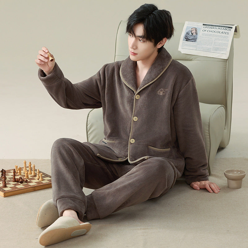 Antistatischer Herren-Hausanzug, Flanell, warm und dick