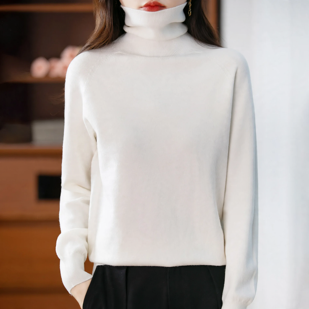 Damen-Strickpullover mit hohem Kragen, locker