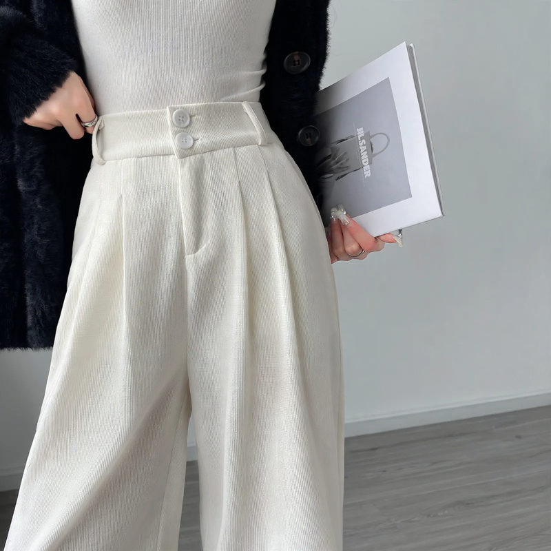 Damen-Cordhose, weit geschnitten, gefüttert