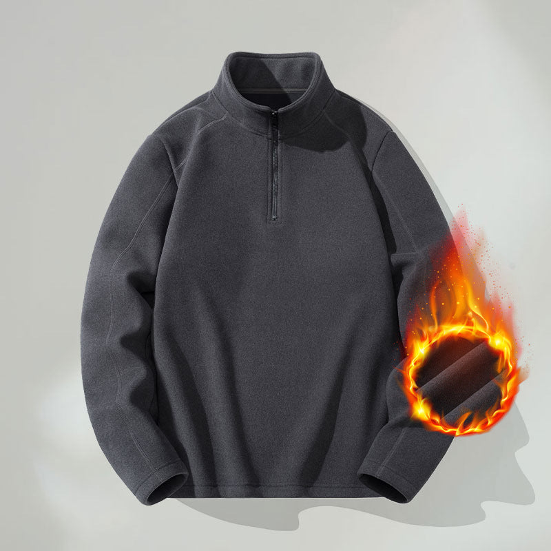 Herren-Sweatshirt mit Stehkragen, Reißverschluss und Futter