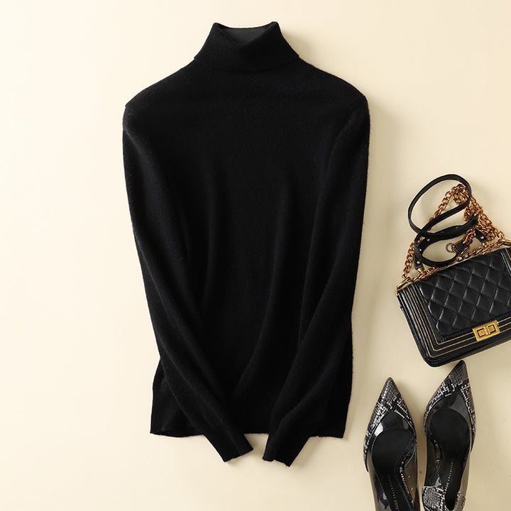 Damen-Rollkragenpullover aus reiner Wolle