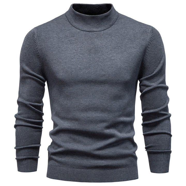Herren-Rollkragenpullover, gestrickt, einfarbig