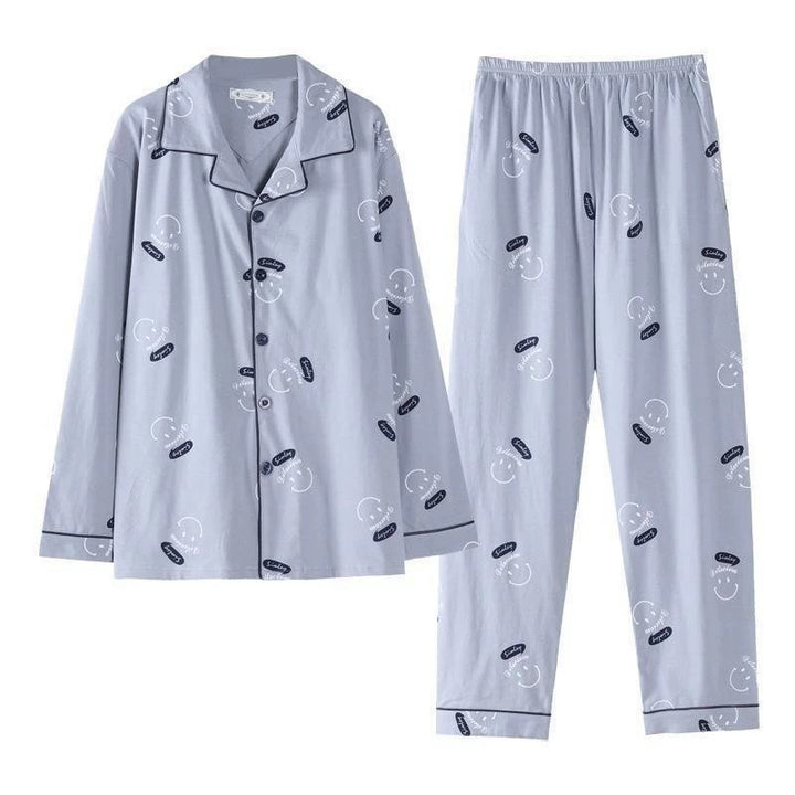 Herren-Pyjama-Set, 100% Baumwolle, Langarm