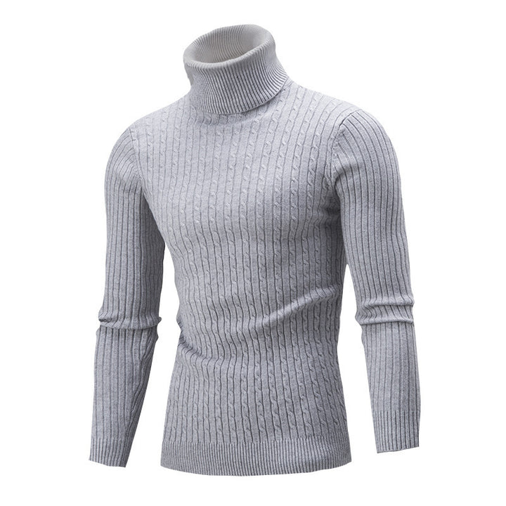 Herren-Strickpullover mit Rollkragen und Zopfmuster