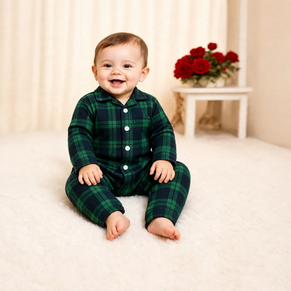 Familien-Pyjama-Set, kariert, Langarm, 2632