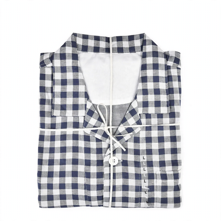 Doppellagiges Baumwoll-Pyjama-Set, kariert, japanischer Stil