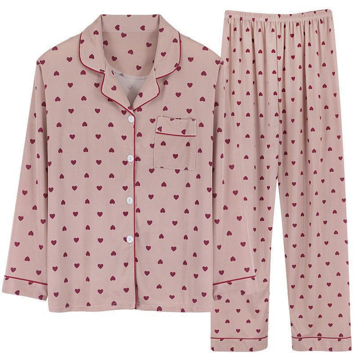 Damen-Pyjama-Set, langärmelig, kariert, gemütliche Hauskleidung
