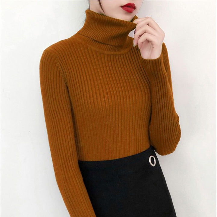 Damen-Strickpullover mit Rollkragen, körpernah