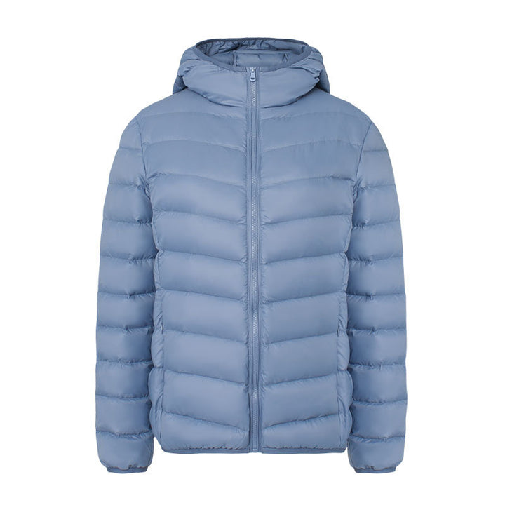 Leichte Damen-Daunenjacke mit Kapuze, wasserabweisend