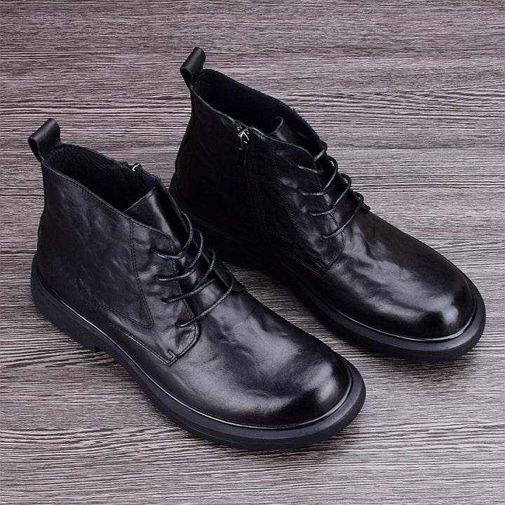 Gefütterte Herren-Lederstiefel für den Winter
