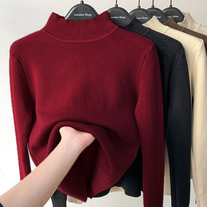 Damen-Pullover mit Stehkragen und Fleecefutter