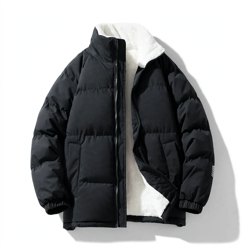Herren-Steppjacke, winddicht, Stehkragen, locker