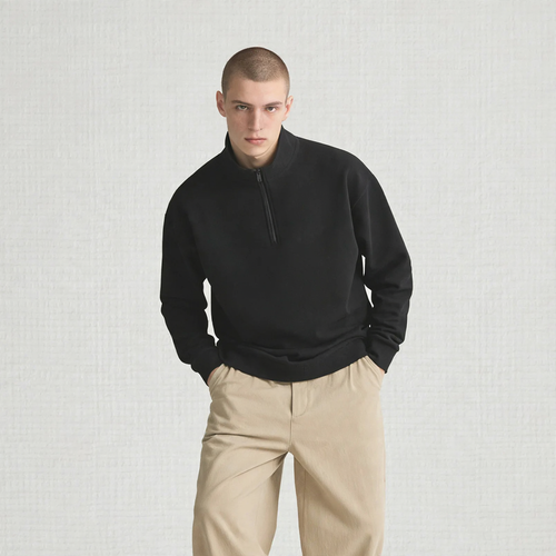 Sweatshirt mit hohem Stehkragen und Halbreißverschluss