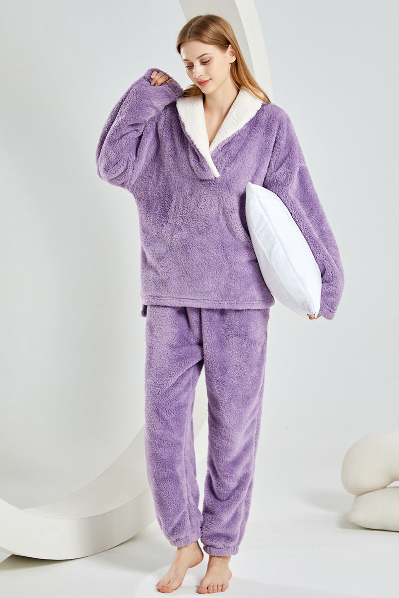 Damen-Schlafanzug-Set aus dickem, weichem Fleece