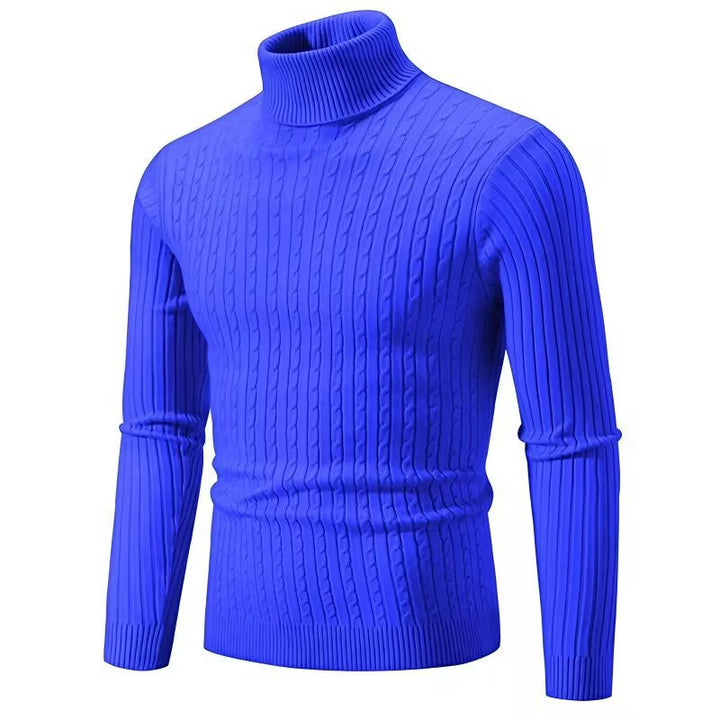 Herren-Strickpullover mit Rollkragen und Zopfmuster