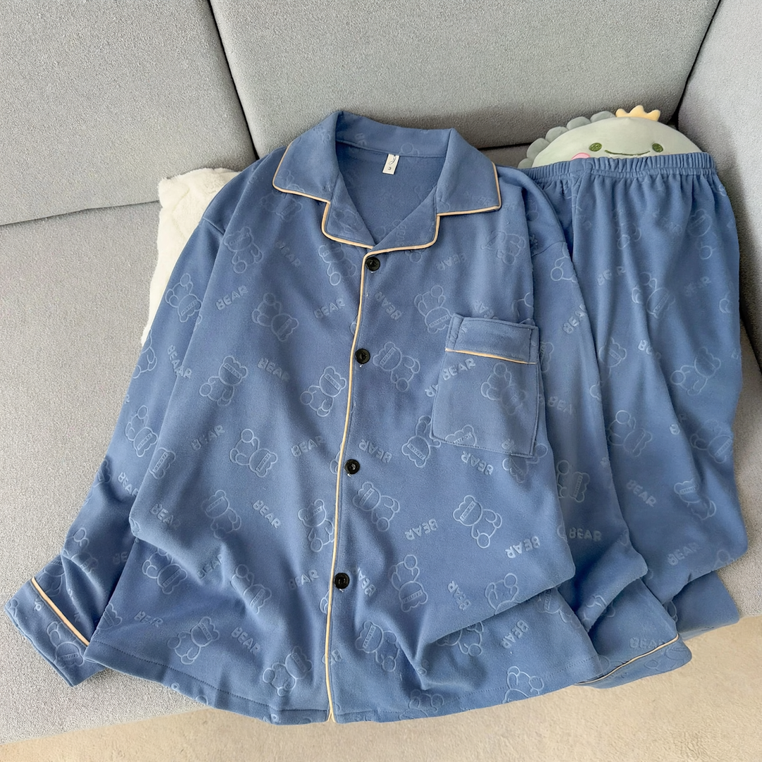 Herren-Pyjama-Set, warmes Thermomaterial, lockere Passform