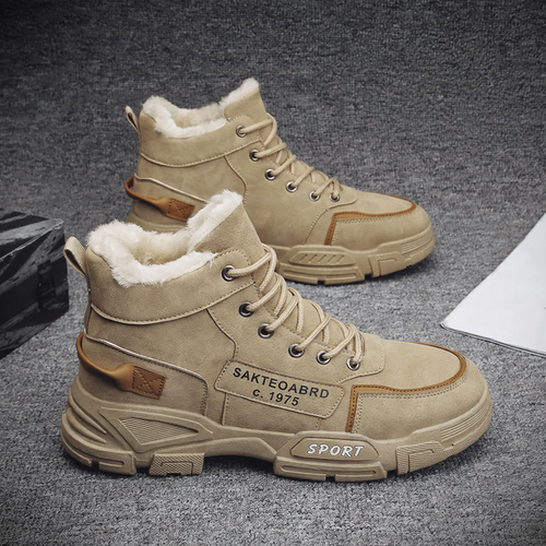 Gefütterte Herren-Winterstiefel, High-Top, PU-Obermaterial