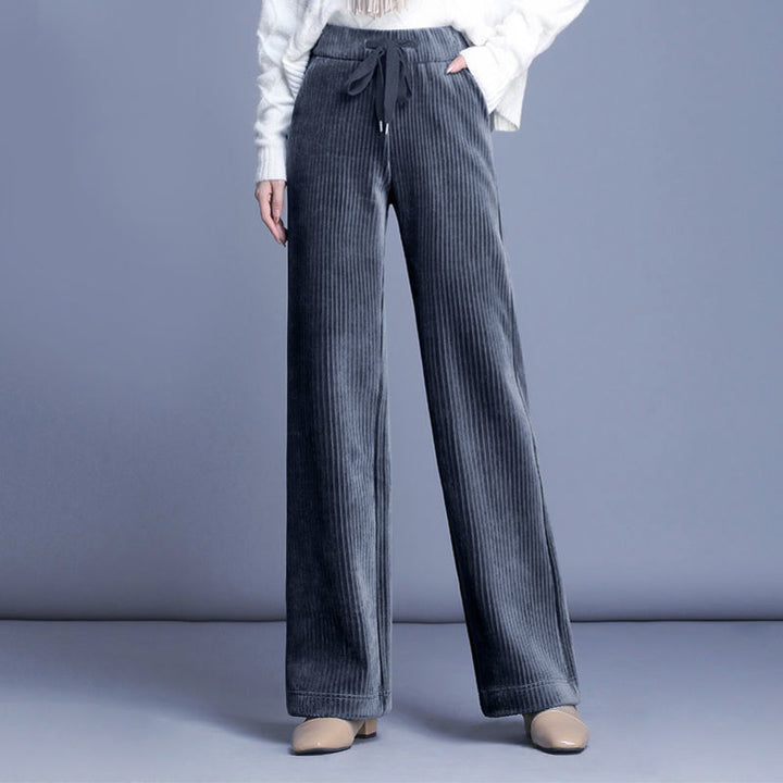 Damen-Cordhose mit weitem Bein, gefüttert