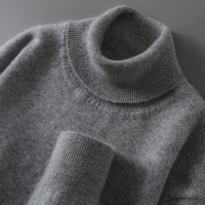 Herren-Wollpullover, 100% Wolle, Stehkragen, Business-Stil