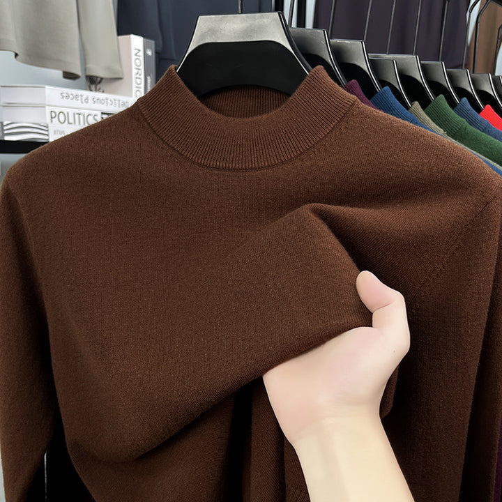 Herren-Wollpullover mit Stehkragen, schlicht und warm