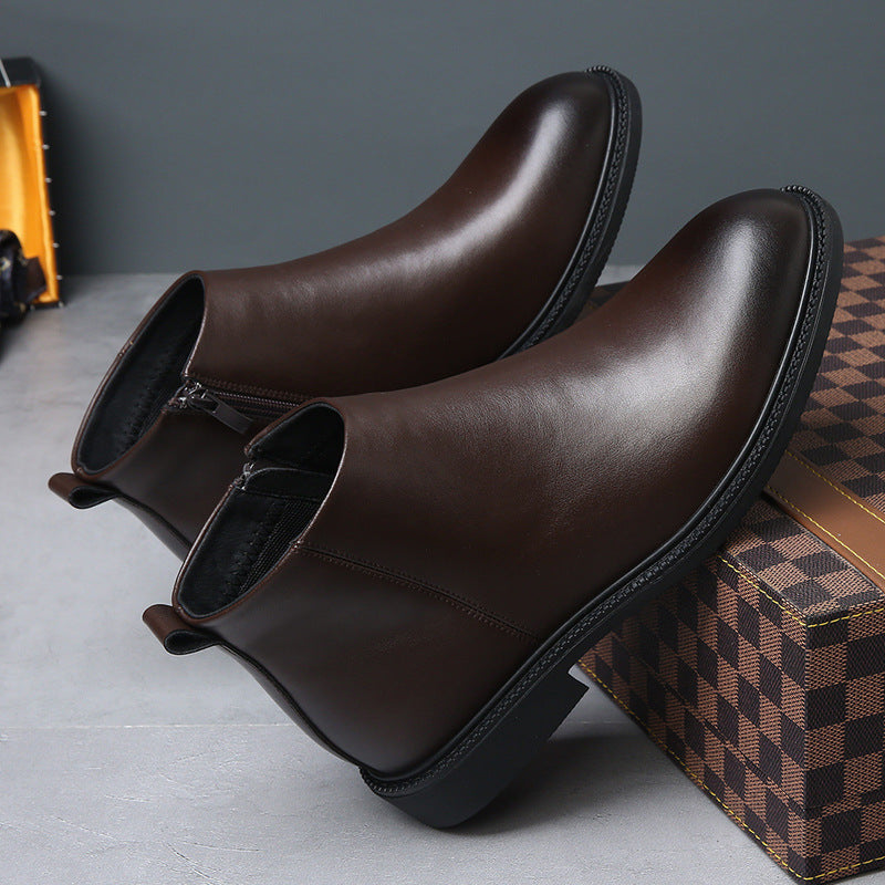 Herren-Chelsea-Stiefel, Echtleder, gefüttert, warm
