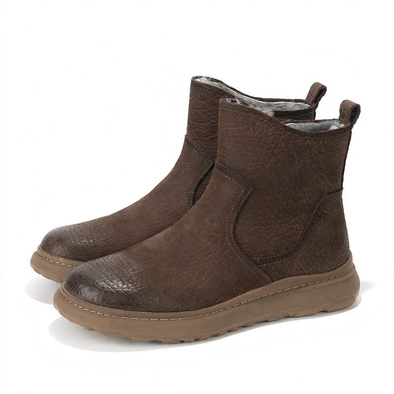 Herren-Winterstiefel aus Leder mit Lammfell