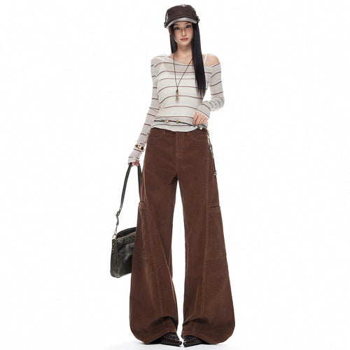 Retro Cordhose mit weitem Bein