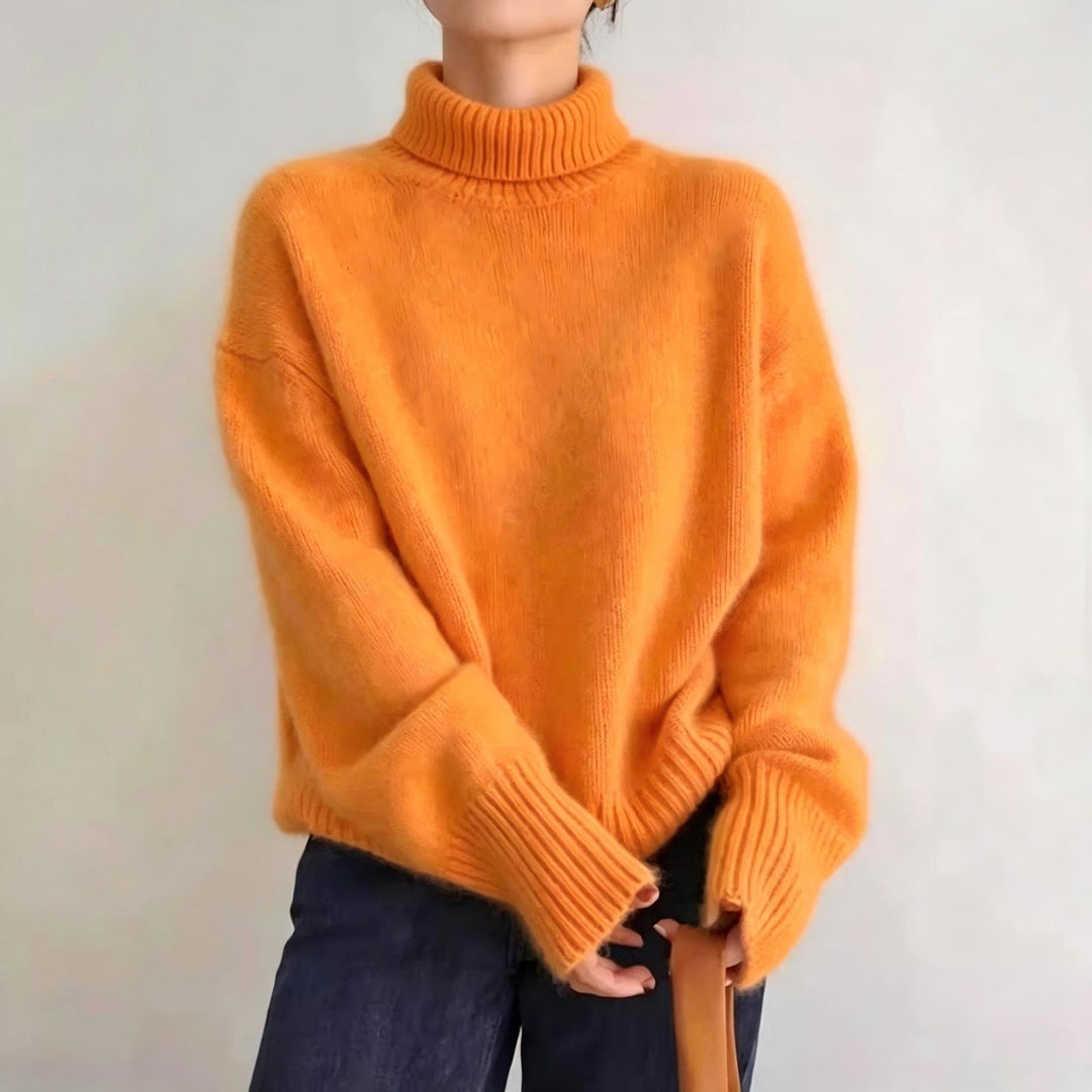 Lockerer Damen-Strickpullover mit Rollkragen