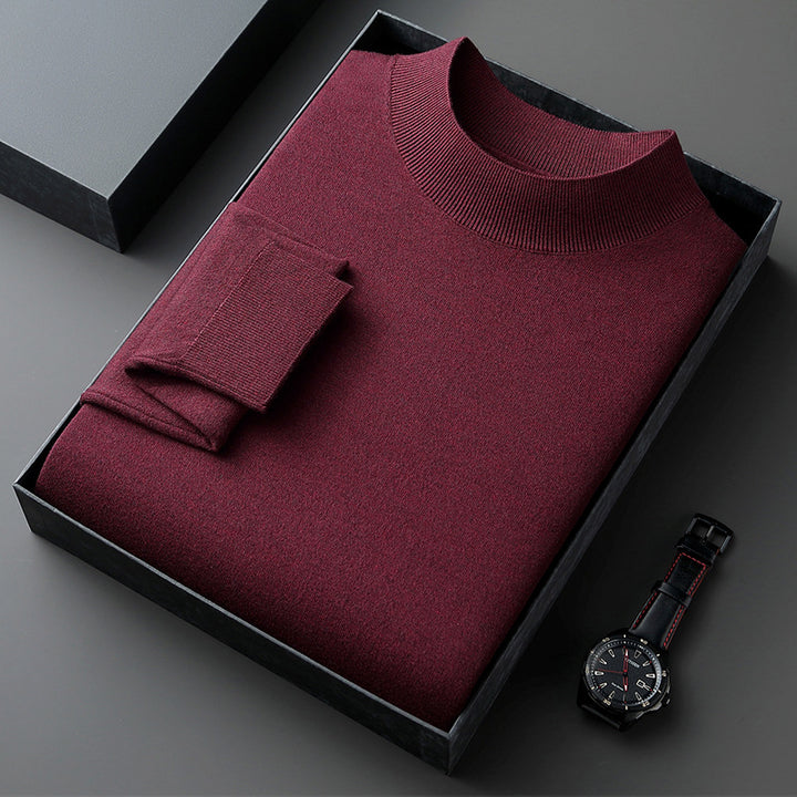 Herren-Pullover mit Stehkragen, fein gestrickt