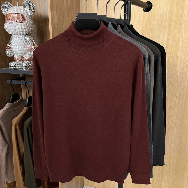 Herren-Pullover aus Seide und Schafwolle, Stehkragen