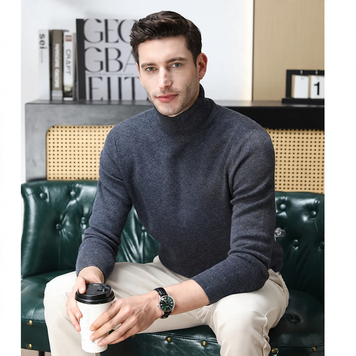 Herren-Rollkragenpullover aus 100% Merinowolle