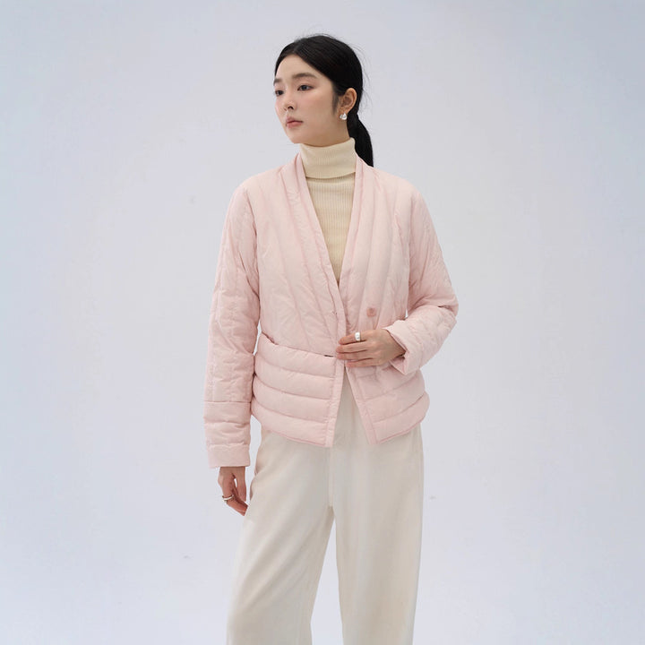 Leichte V-Ausschnitt Daunenjacke für Damen