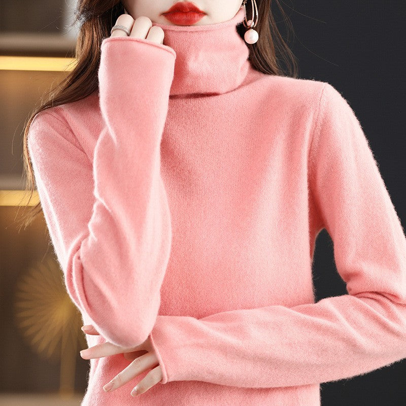 Damen-Wollpullover mit Stehkragen aus reiner Wolle
