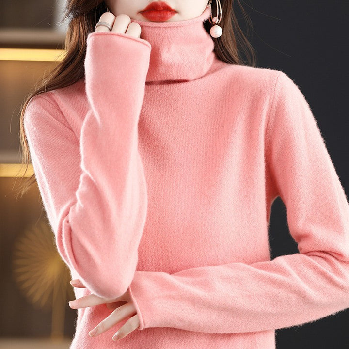 Damen-Wollpullover mit Stehkragen aus reiner Wolle