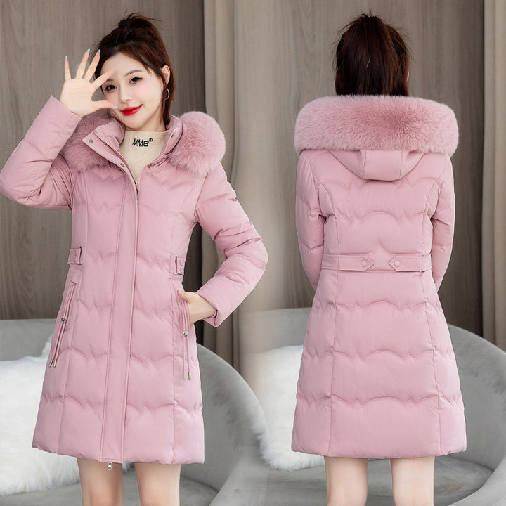 Damen-Steppjacke, mittellang, mit Doppelreißverschluss