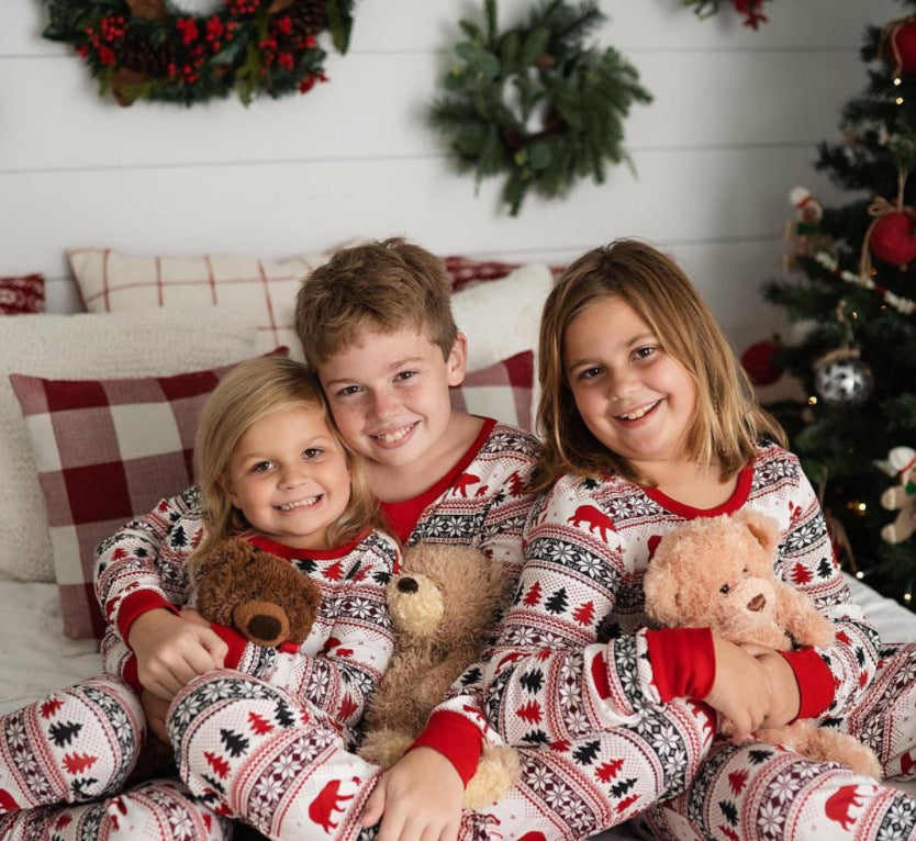 Familien-Schlafanzug-Set, Weihnachtsmotiv, langärmelig