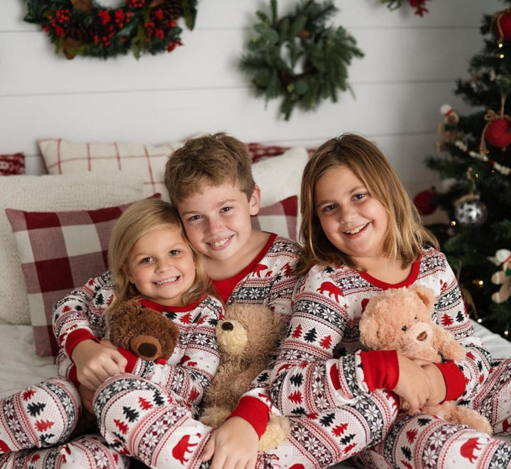 Familien-Schlafanzug-Set, Weihnachtsmotiv, langärmelig